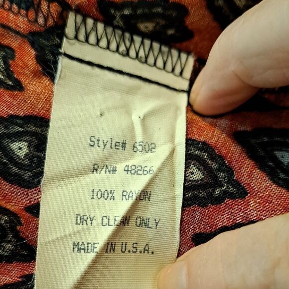 Platinum by Dorothy Schoelen Vintage Geometric Patterned Blouse Button Up Small - Picture 9 of 16